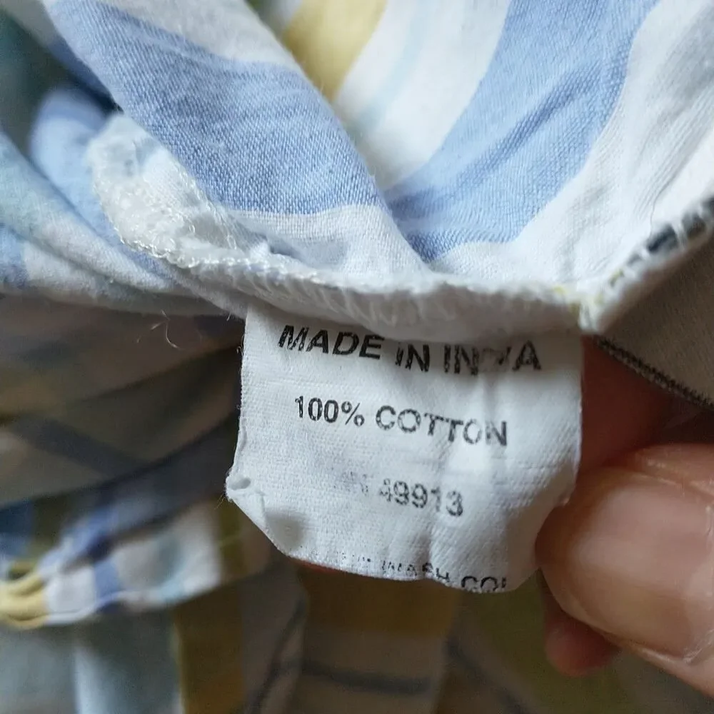 The Company Store Duvet Cover Full/Queen Plaid Striped Pastel Cotton DoubleSided